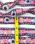 (TRIM) CROCHET BRAIDED PINK AND PURPLE FLORAL