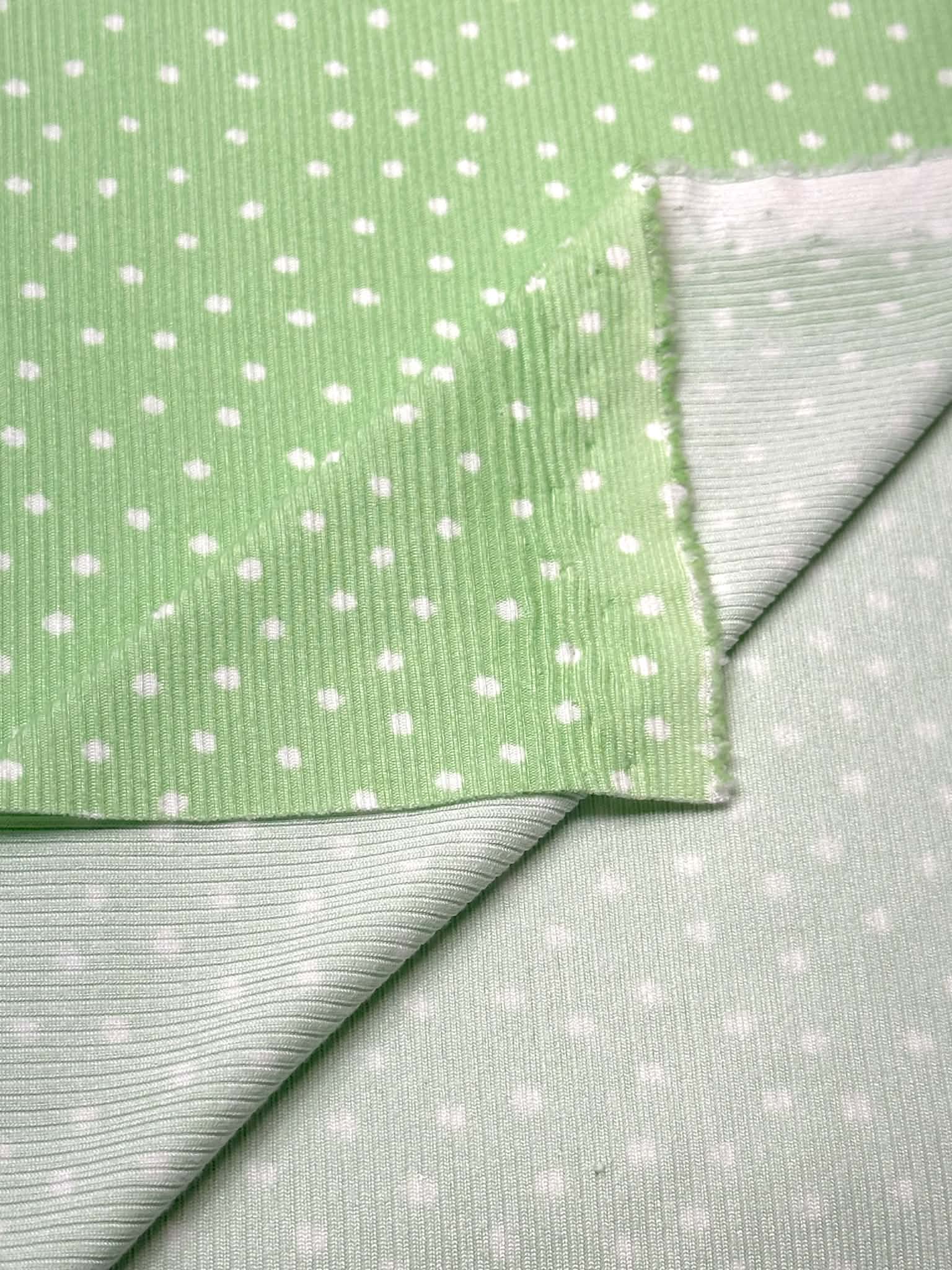 (2X1 YUMMY RIB) OFF WHITE POLKA DOTS ON LIGHT GREEN