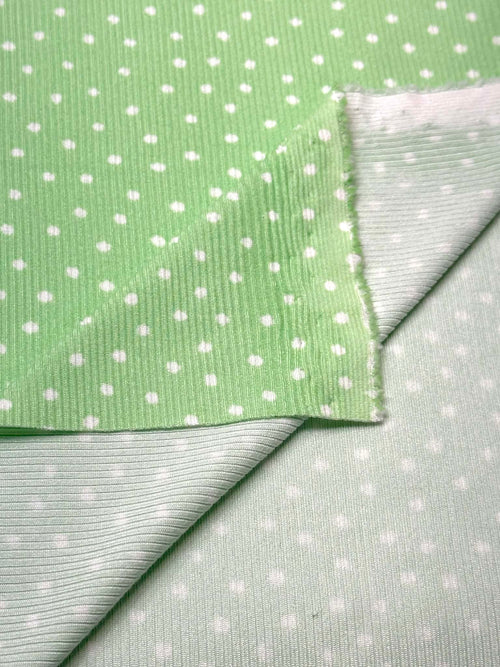 (2X1 YUMMY RIB) OFF WHITE POLKA DOTS ON LIGHT GREEN