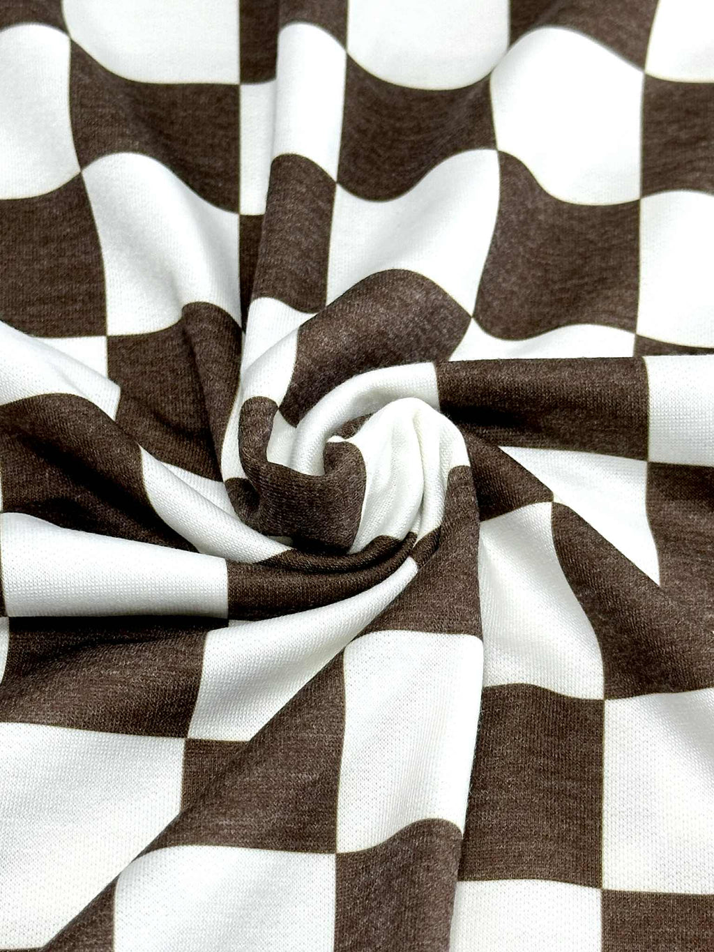 (FRENCH TERRY) BROWN AND OFF WHITE MEDIUM CHECKERED (5)
