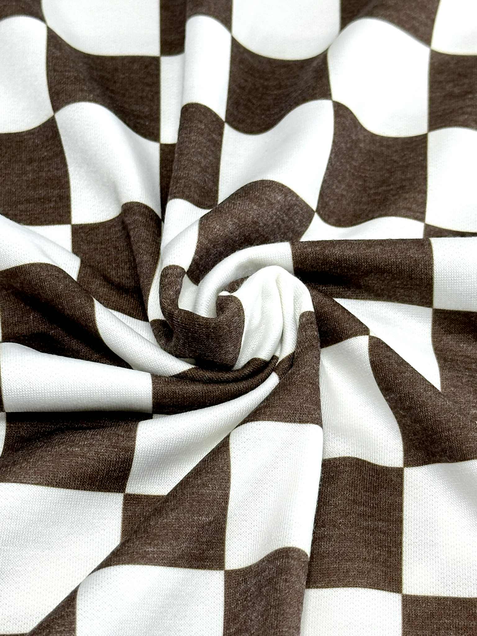 (FRENCH TERRY) BROWN AND OFF WHITE MEDIUM CHECKERED (5)