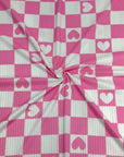 (YUMMY RIB) PINK AND WHITE HEART CHECKERED