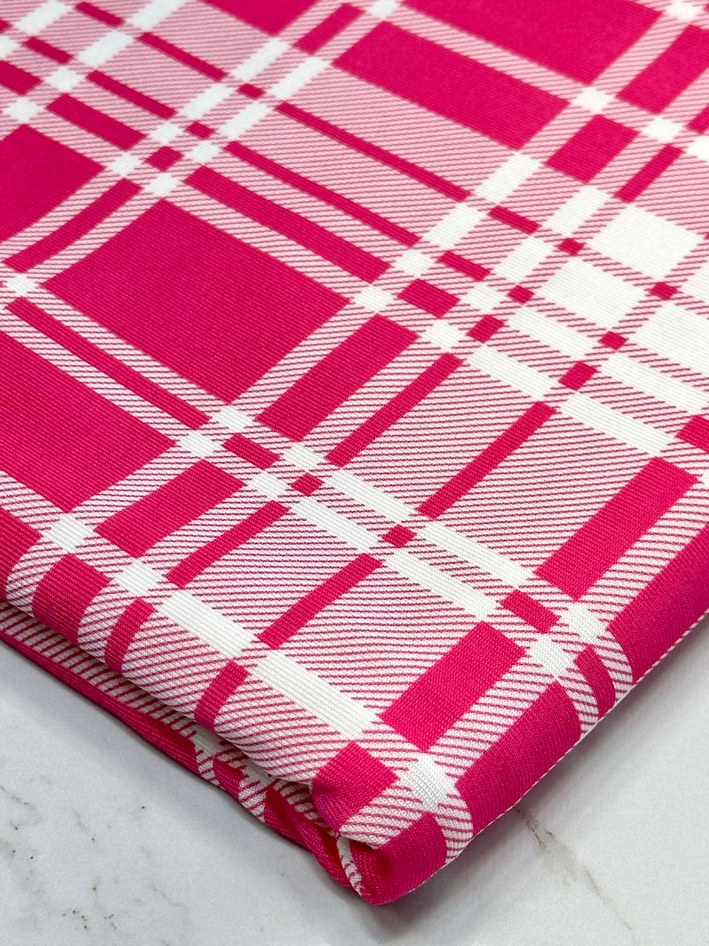 (DTY NON BRUSHED) HOT PINK AND OFF WHITE PLAID