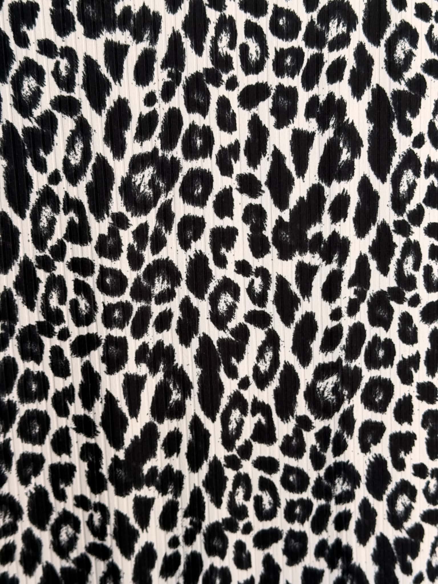 (WIDE YUMMY RIB) BLACK AND IVORY LEOPARD