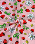 (YUMMY RIB) STRAWBERRIES AND KELLY GREEN CHECKERED BOW