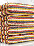 (CHENILLE MOHAIR RIB) MUSTARD, NAVY, RED, AND OFF WHITE STRIPES(3)
