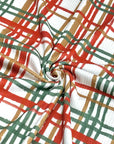 (4X2 RIB) CAMEL, RED, AND GREEN PLAID ON IVORY