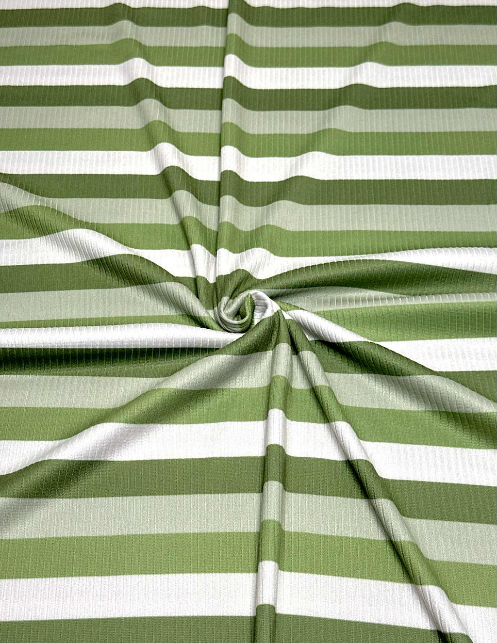 (4X2 RIB) SAGE GREEN AND OFF WHITE STRIPES