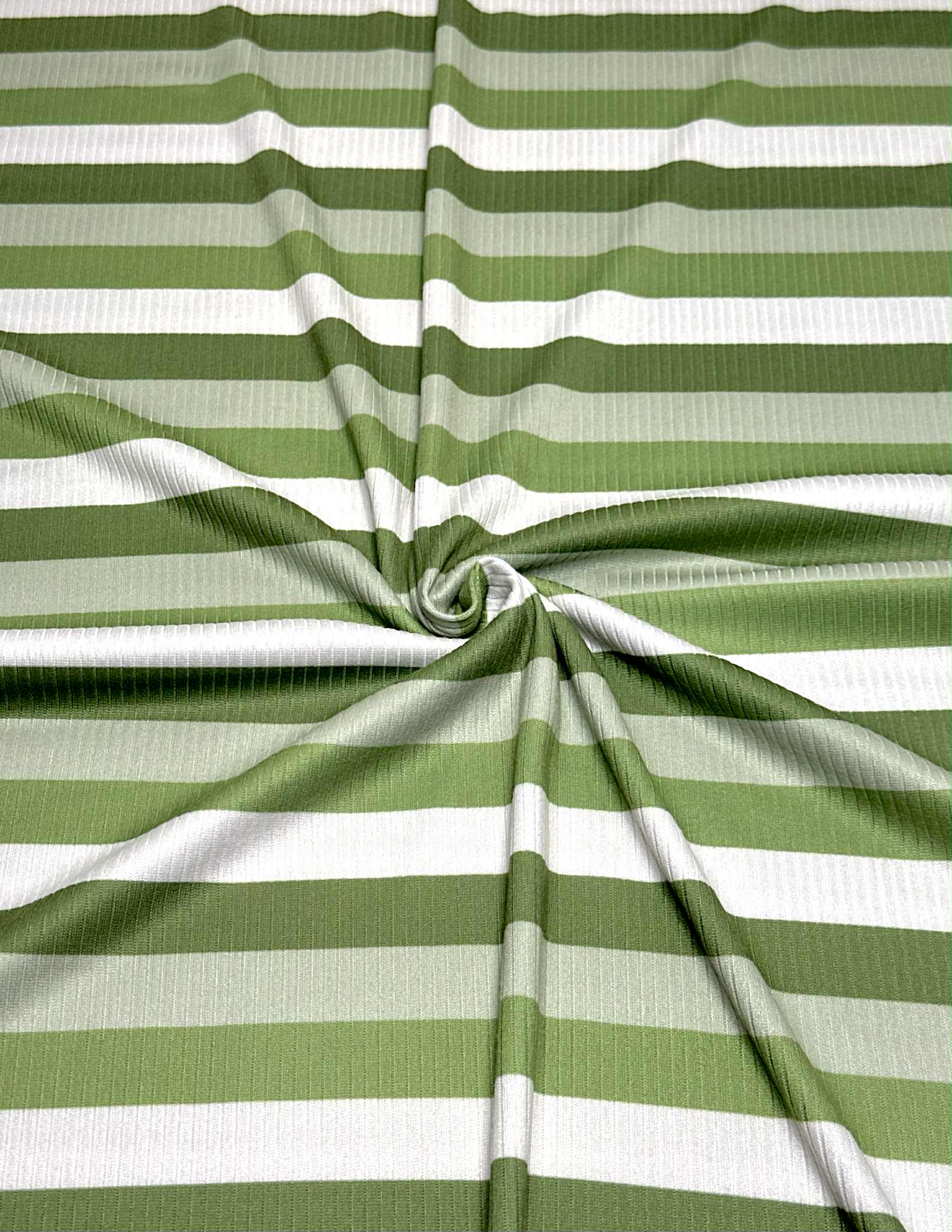 (4X2 RIB) SAGE GREEN AND OFF WHITE STRIPES