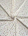 (4X2 RIB) TINY PINK, LIGHT MUSTARD, AND GREEN POLKA DOTS ON CREAM
