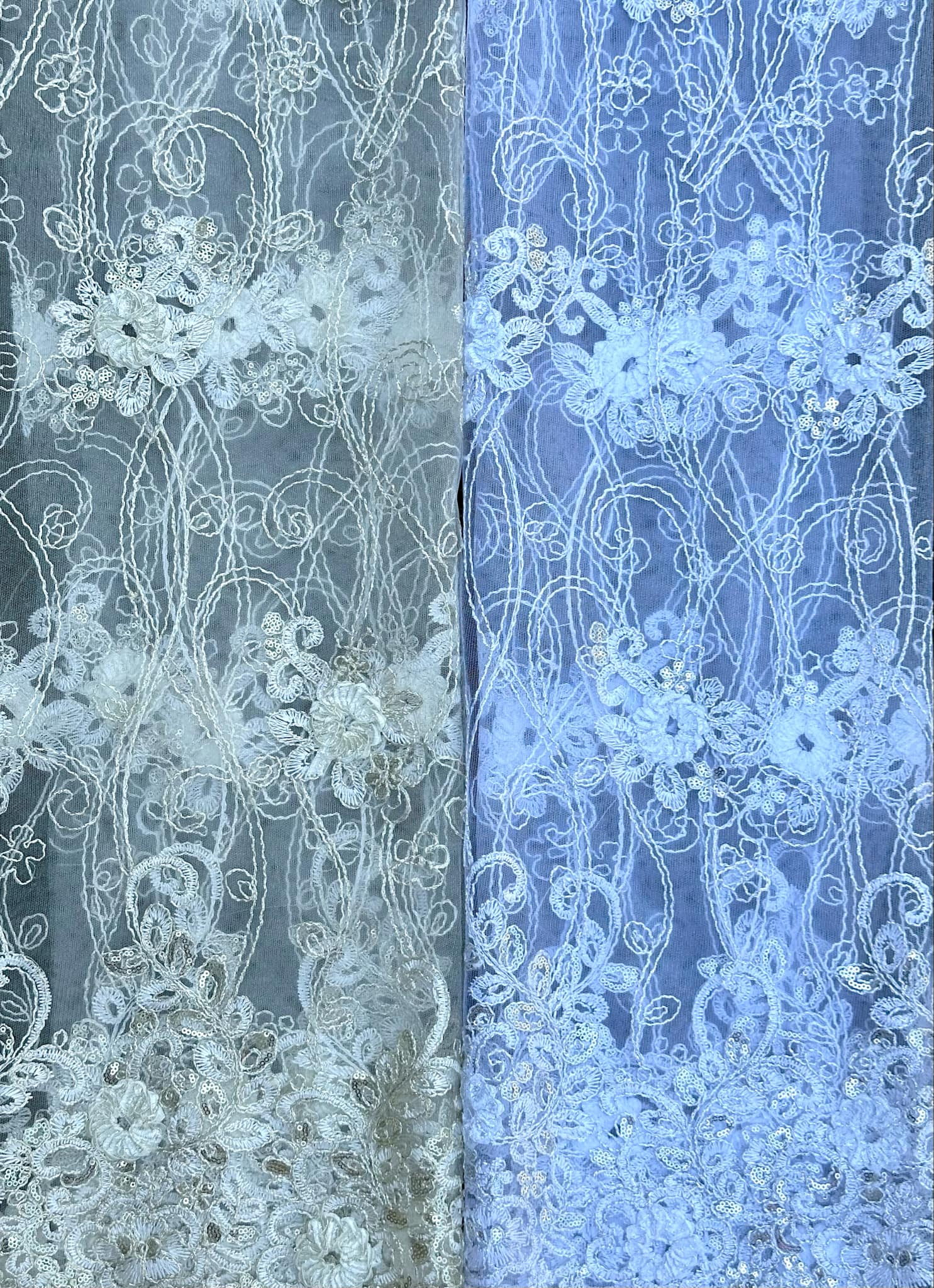 (LACE) EMBROIDERED IVORY FLORAL