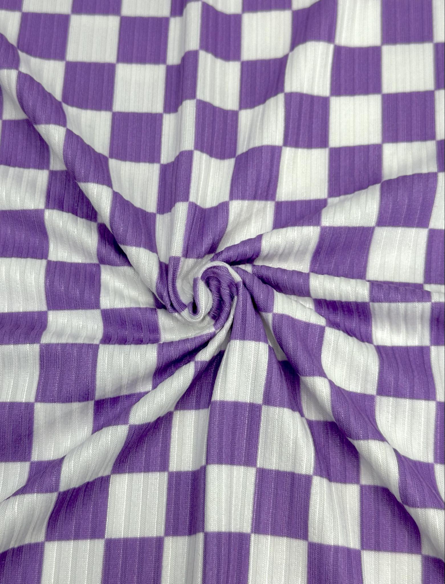 (YUMMY RIB) LAVENDER AND OFF WHITE CHECKERED
