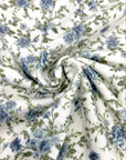 (RAYON MODAL) SMALL VINTAGE BLUE FLORAL ON OFF WHITE