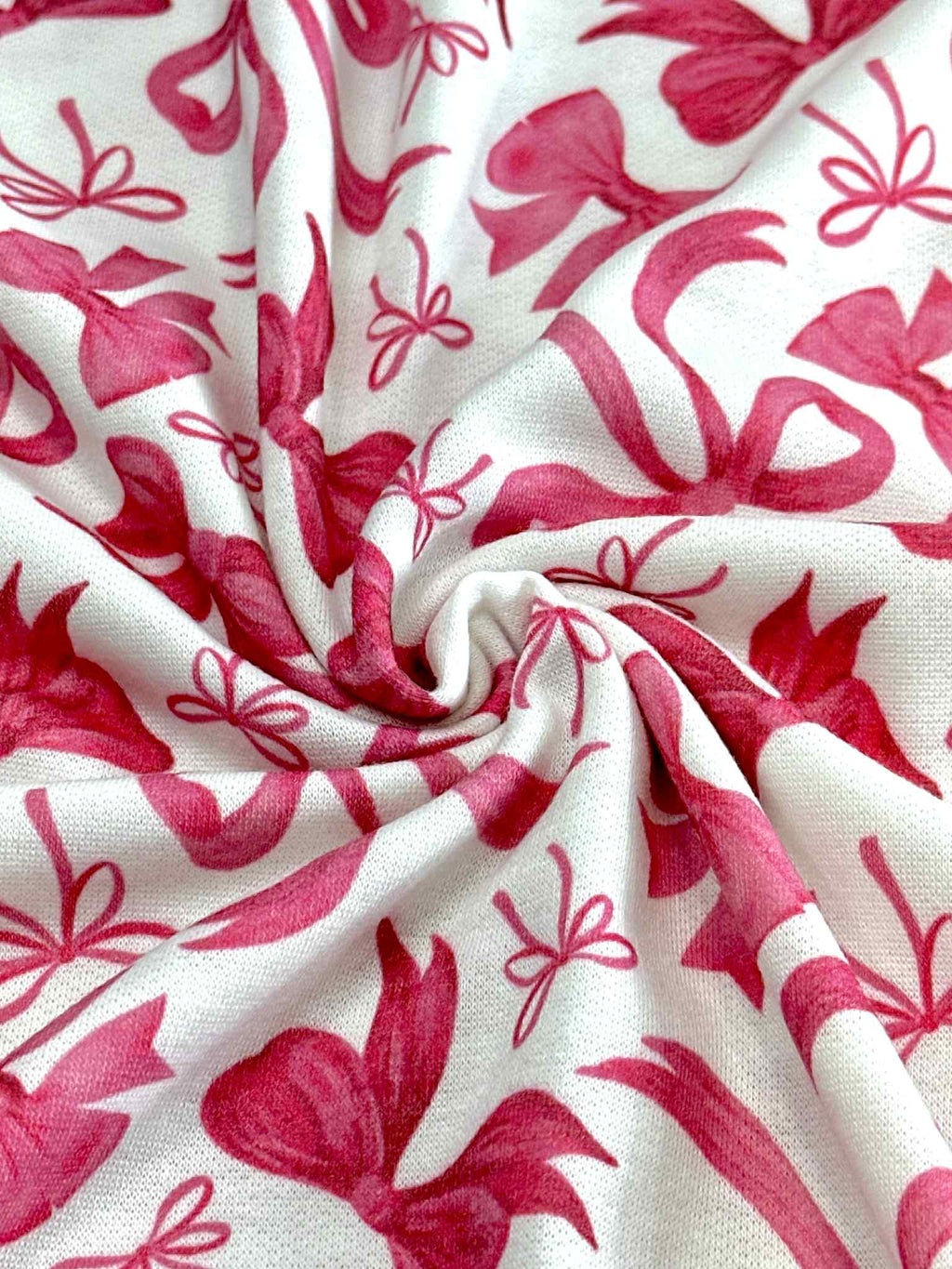 (FRENCH TERRY) PINK BOWS ON OFF WHITE