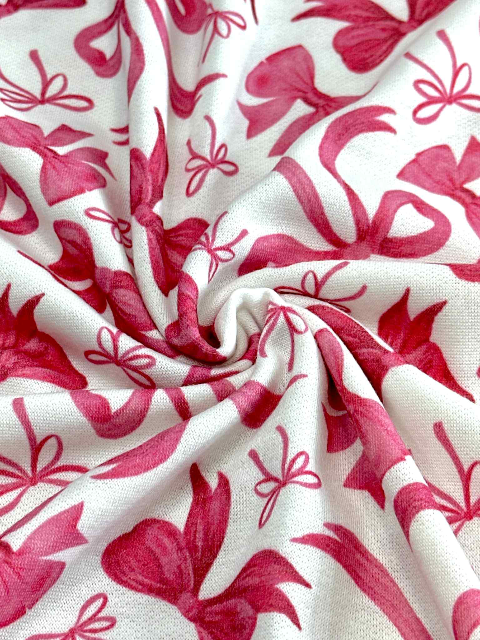 (FRENCH TERRY) PINK BOWS ON OFF WHITE