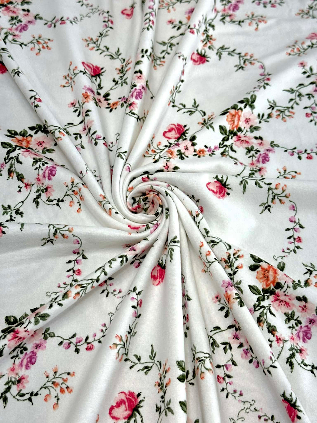 (DBP) BLUSH, CORAL AND PURPLE FLORAL ON IVORY