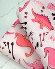 (YUMMY RIB) DINOSAURS ON LIGHT PINK