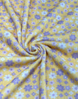 (POINTELLE RIB) LAVENDER, LILAC, AND OFF WHITE TINY FLOWERS ON SOFT YELLOW (1)