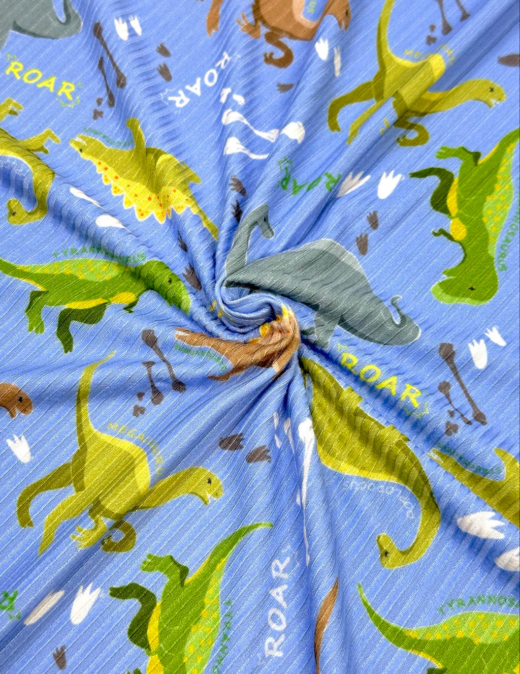 (YUMMY RIB) GREEN, BROWN, AND ALOE DINOSAURS ON BLUE (1)