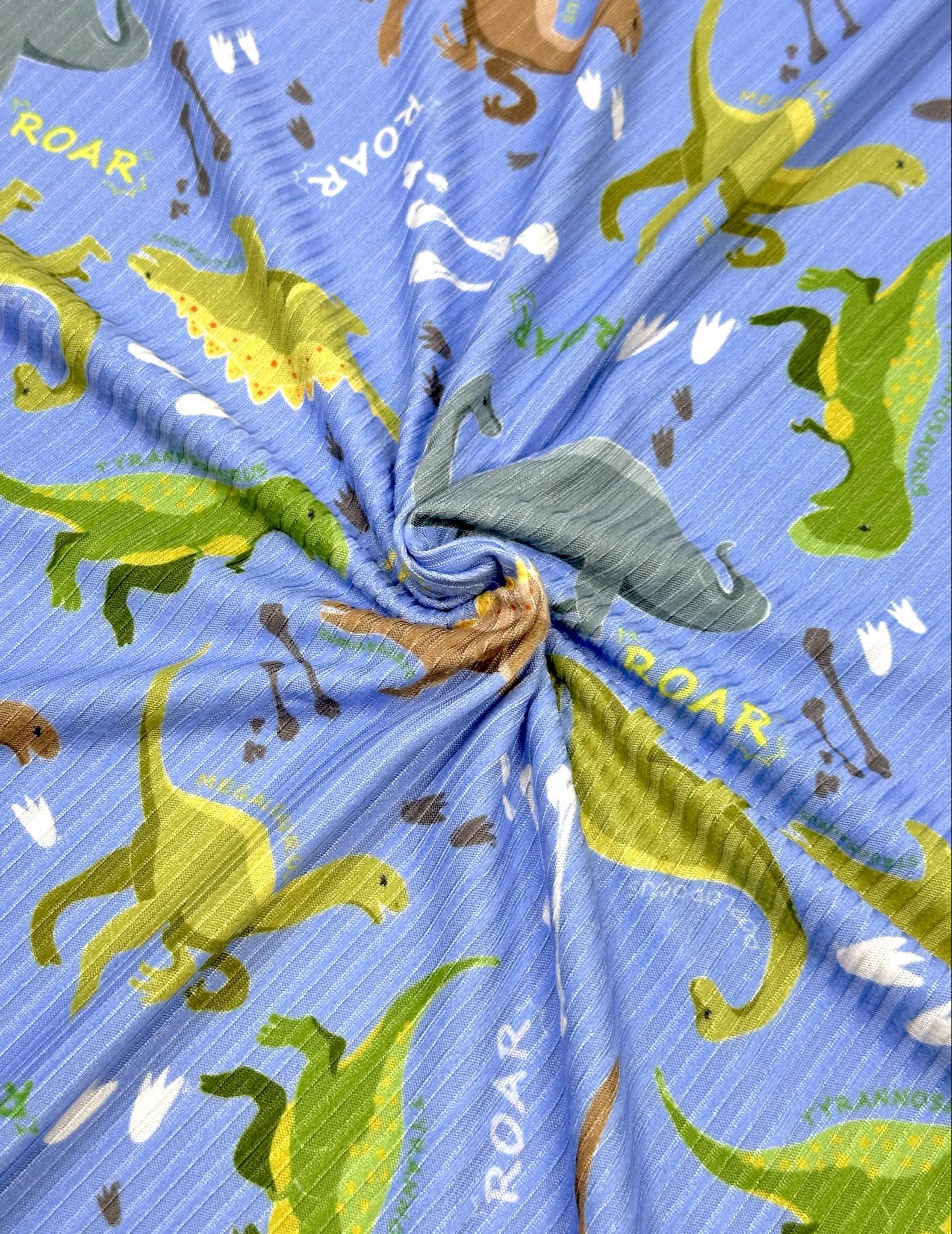 (YUMMY RIB) GREEN, BROWN, AND ALOE DINOSAURS ON BLUE (1)