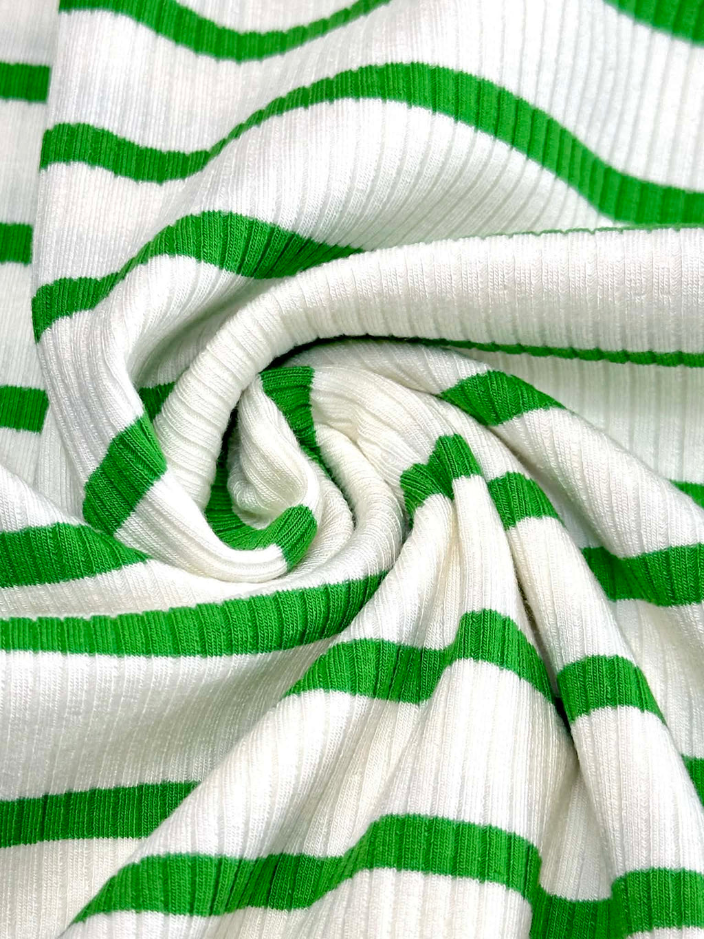 (RIB) GREEN STRIPES ON IVORY