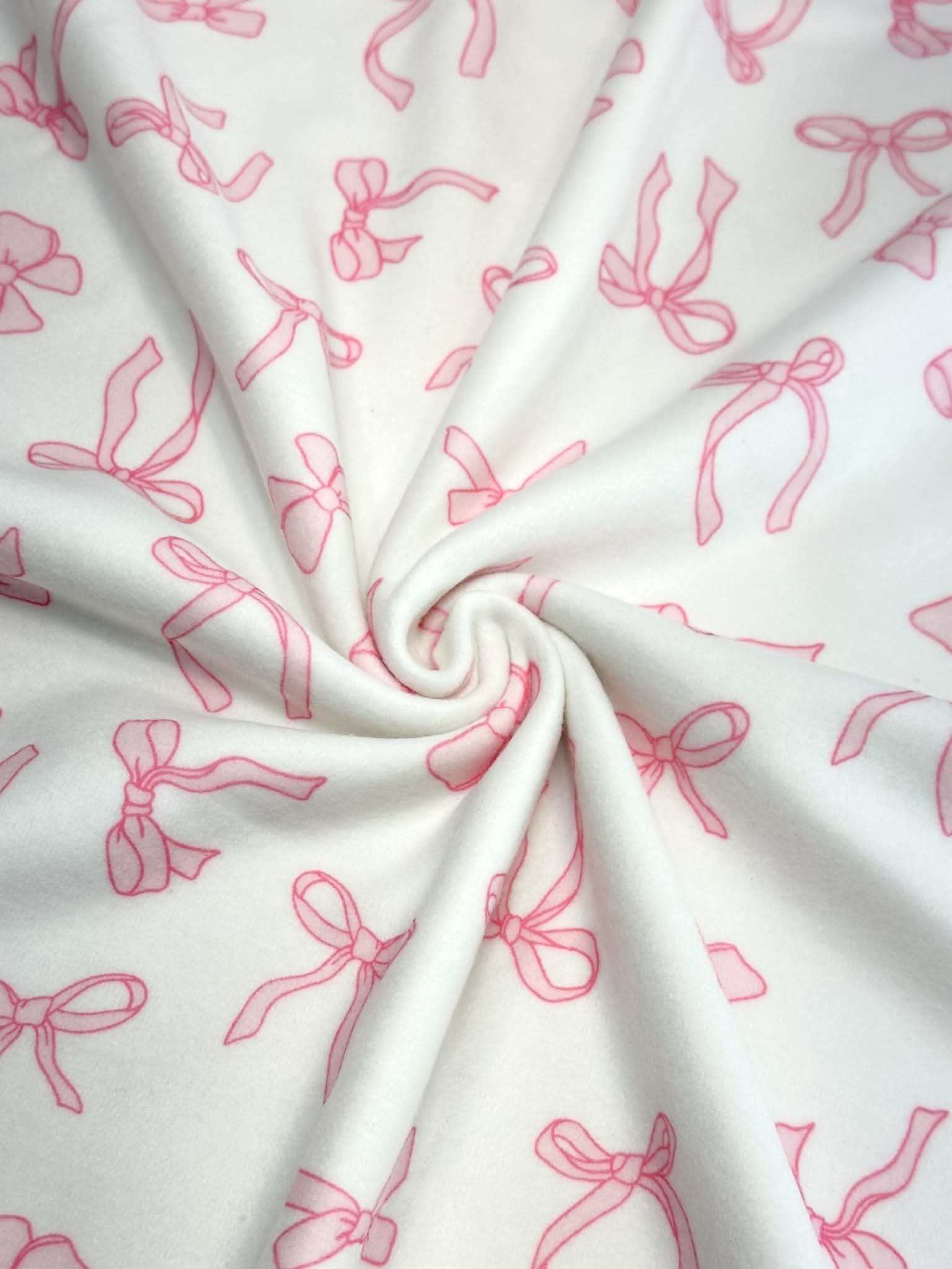 (BRUSHED SWEATER KNIT) PINK BOWS ON OFF WHITE