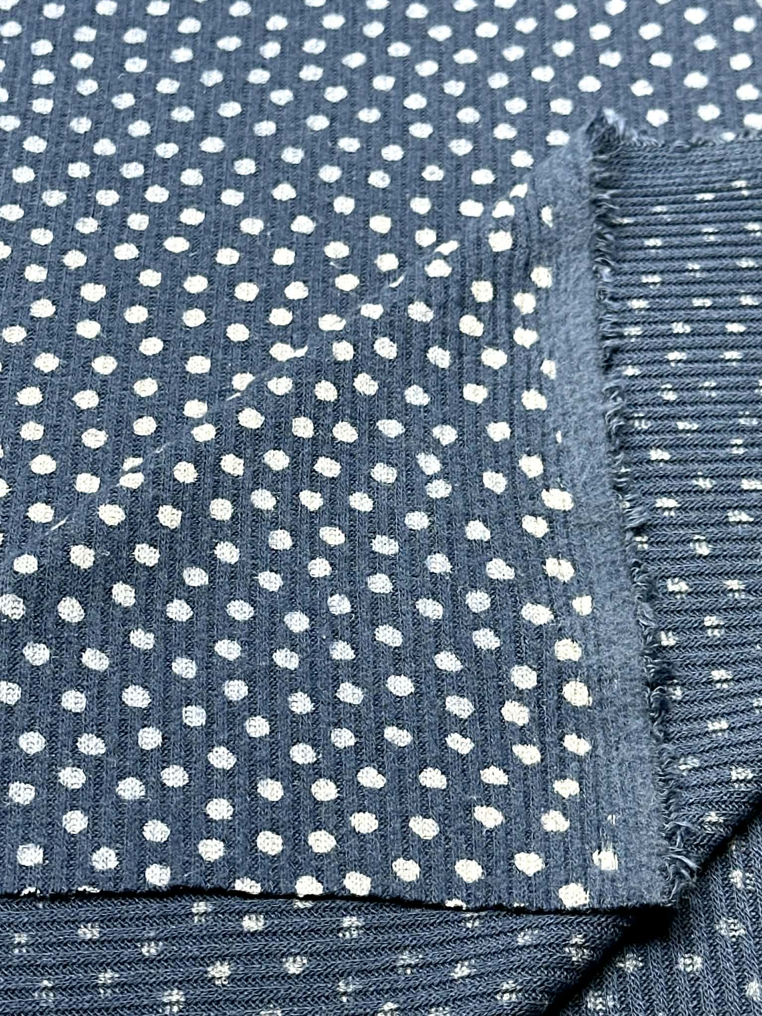 (RIB BRUSHED) POLKA DOTS ON NAVY