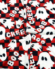 (FRENCH TERRY) GHOST ON RED AND BLACK CHECKERED PRINT