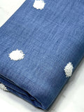 (WOVEN) 3D WHITE DOTS ON LIGHT INDIGO