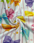(4X2 YUMMY RIB) COLORFUL BOWS AND PINK STRIPES ON OFF WHITE