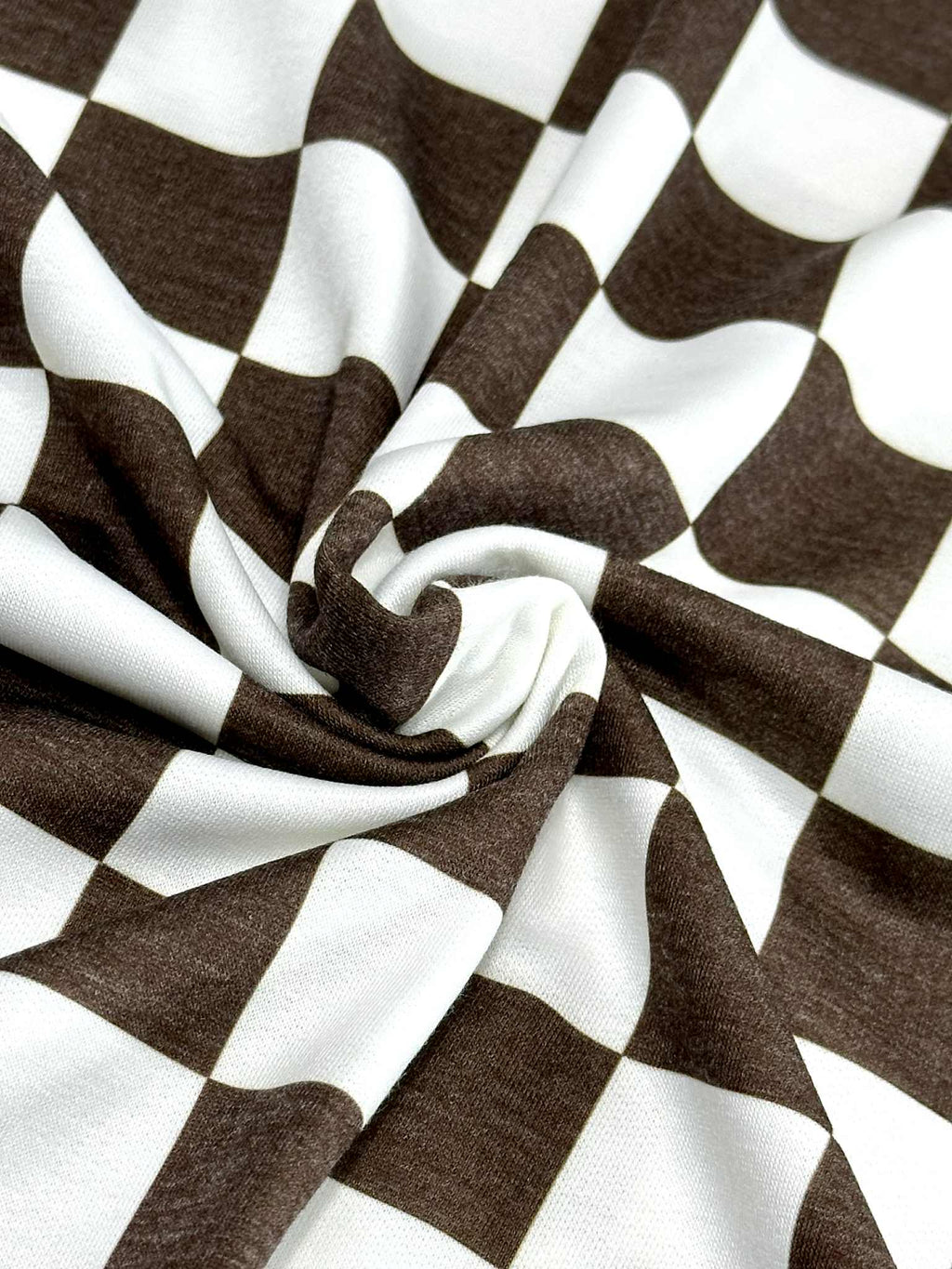 (FRENCH TERRY) BROWN AND OFF WHITE MEDIUM CHECKERED (5)