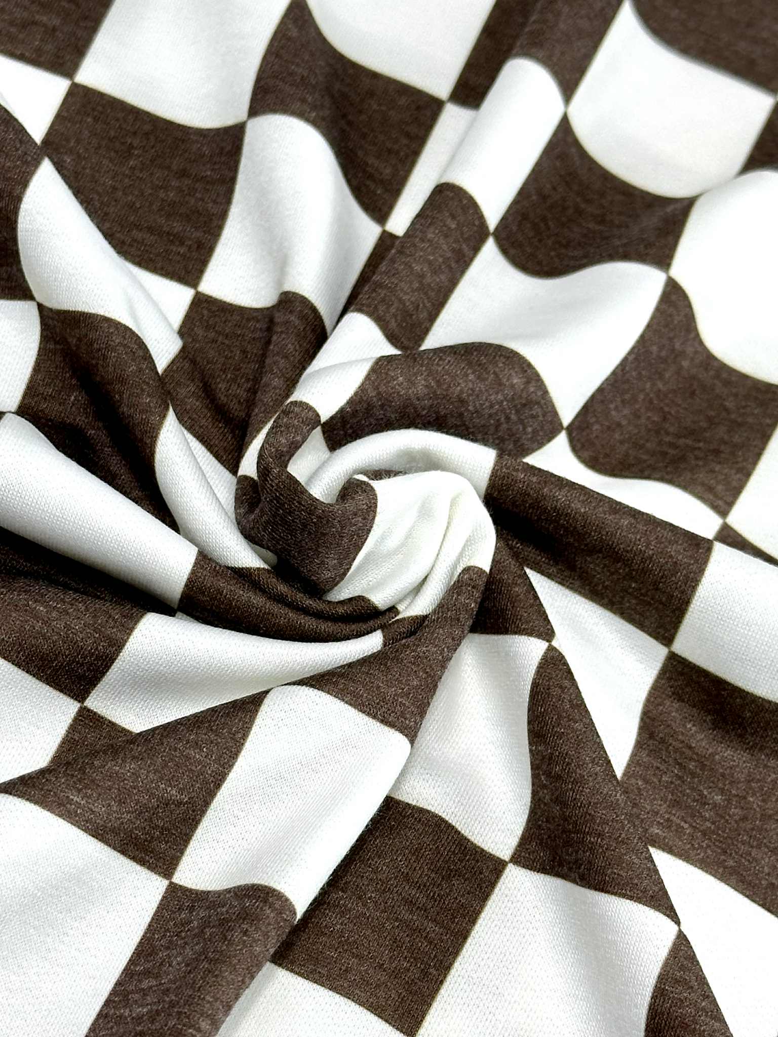 (FRENCH TERRY) BROWN AND OFF WHITE MEDIUM CHECKERED (5)
