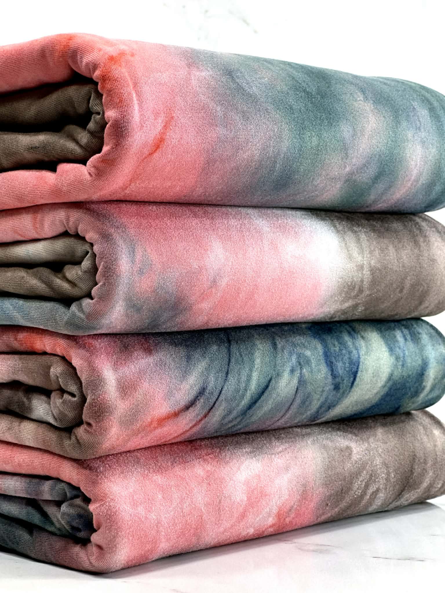 (DBP) DEEP TEAL, CORAL AND BROWN TIE DYE