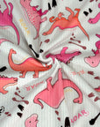 (YUMMY RIB) DINOSAURS ON LIGHT PINK