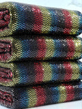 (SEQUIN KNIT) RED, BLACK, BLUE, AND GOLD FAUX DOTS ON BLACK