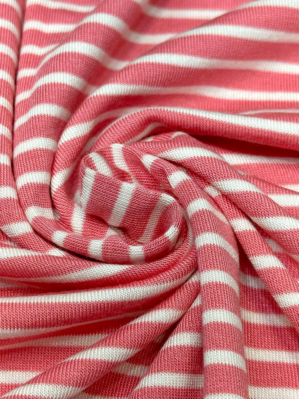 (JERSEY) OFF WHITE STRIPES ON CORAL
