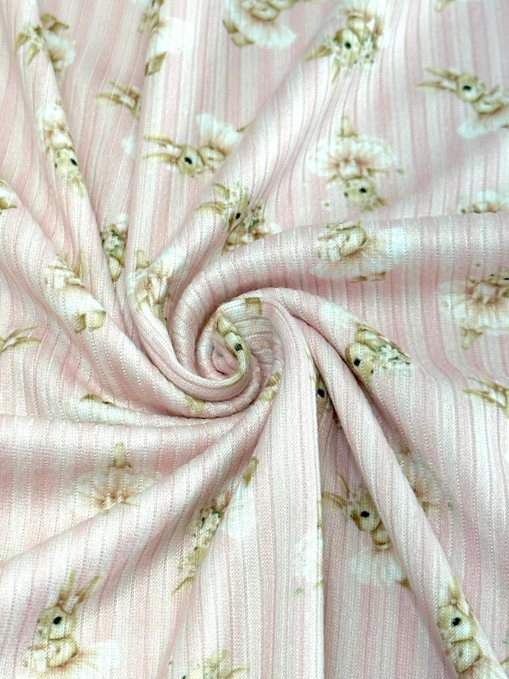 (4X2 YUMMY RIB) BALLERINA BUNNIES ON PINK STRIPES (5)