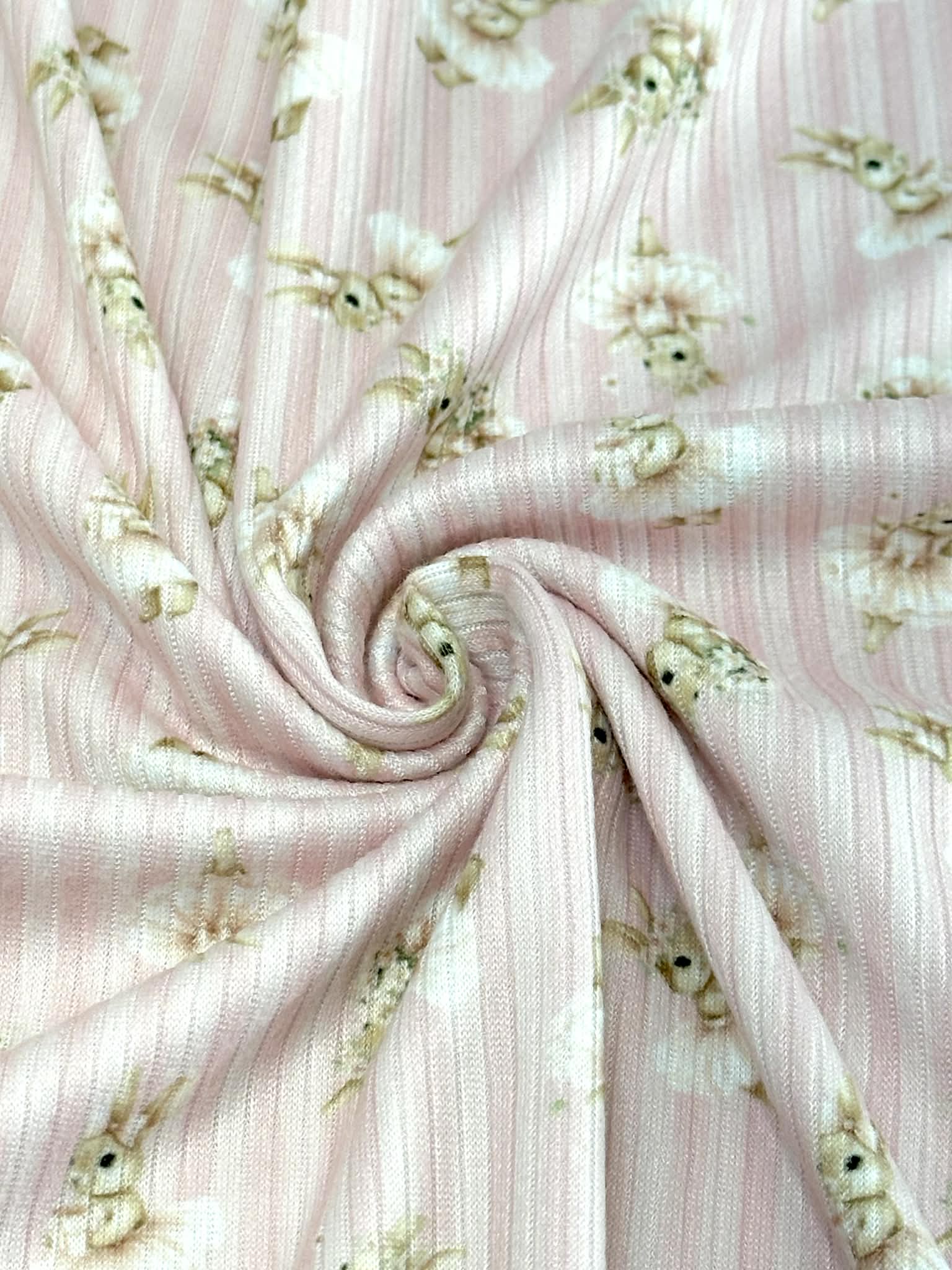 (4X2 YUMMY RIB) BALLERINA BUNNIES ON PINK STRIPES (5)
