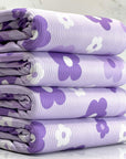 (4X2 YUMMY RIB) PURPLE, LAVENDER AND OFF WHITE FLOWERS ON LILAC