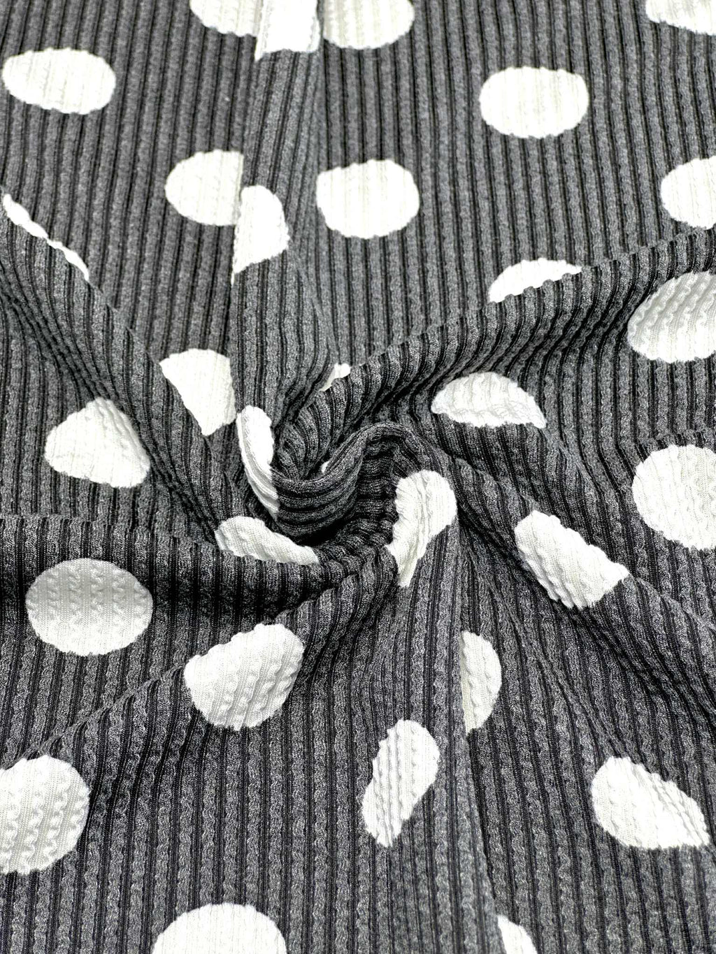 (URBAN RIB) WHITE POLKA DOTS ON CHARCOAL