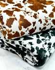 (4X2 YUMMY RIB) SMALL BROWN COW FUR PRINT ON OFF WHITE