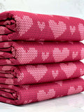 (4X2 YUMMY RIB) PINK KNIT HEARTS ON VINTAGE STRAWBERRY