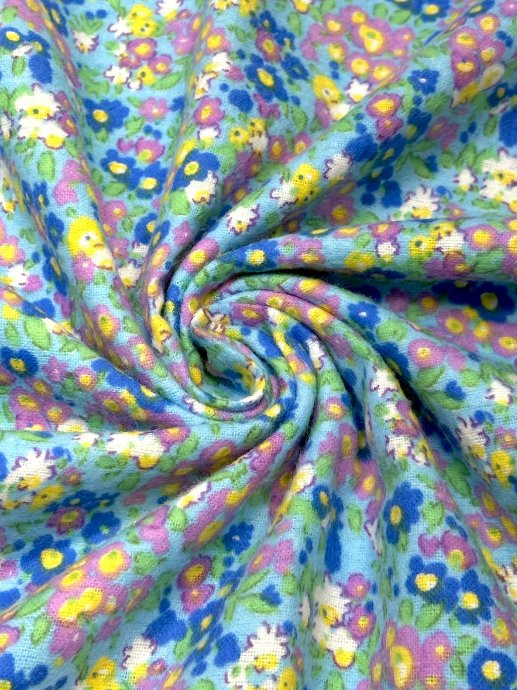 (FLANNEL COTTON) FLORAL PATTERN ON BLUE