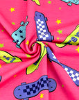 (FRENCH TERRY) SKATEBOARDS AND STARS ON PINK