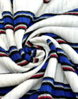 (RIB) ROYAL, RED AND GRAY STRIPES ON OFF WHITE