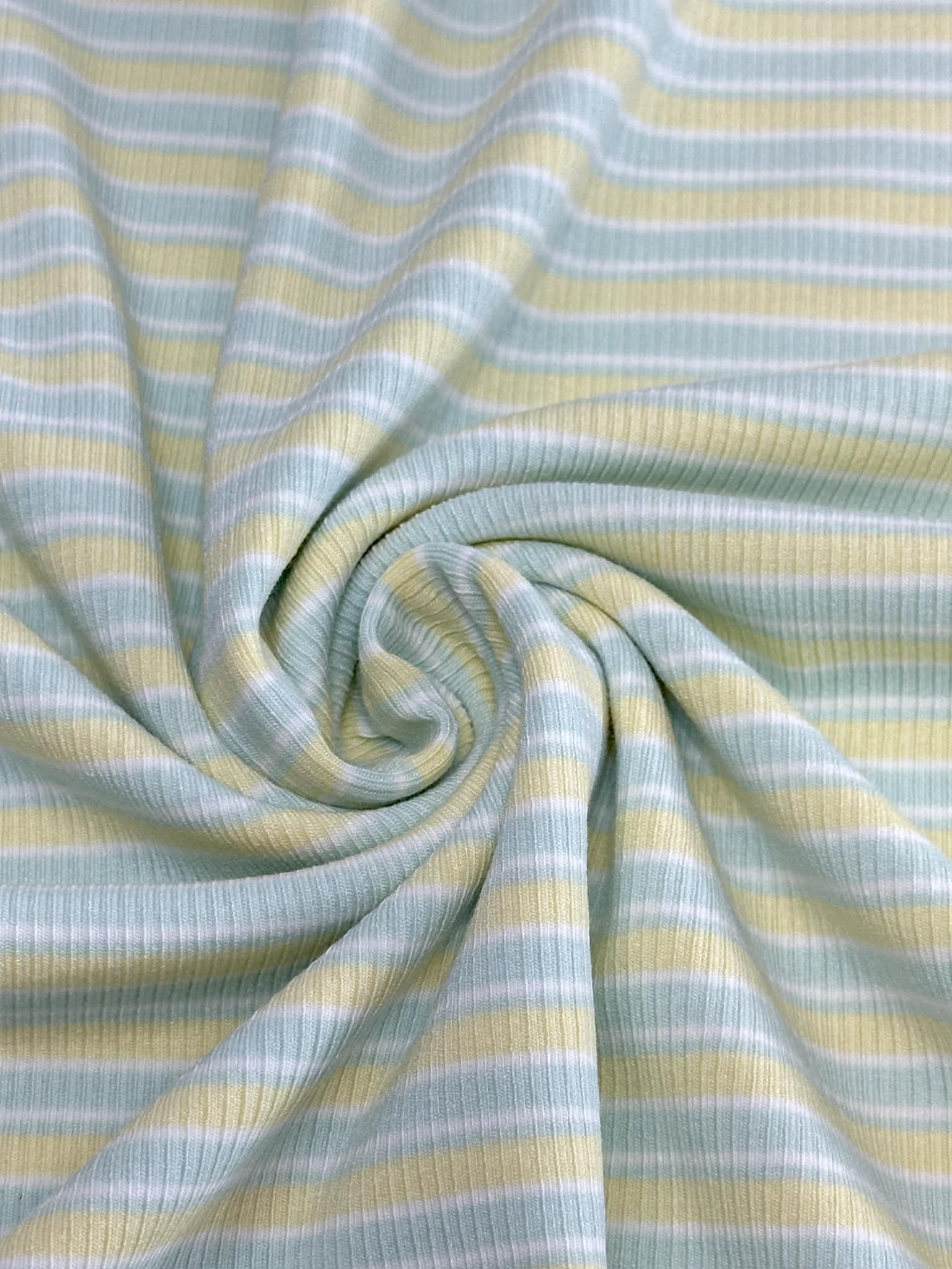 (RIB) SOFT YELLOW AND MINT STRIPES