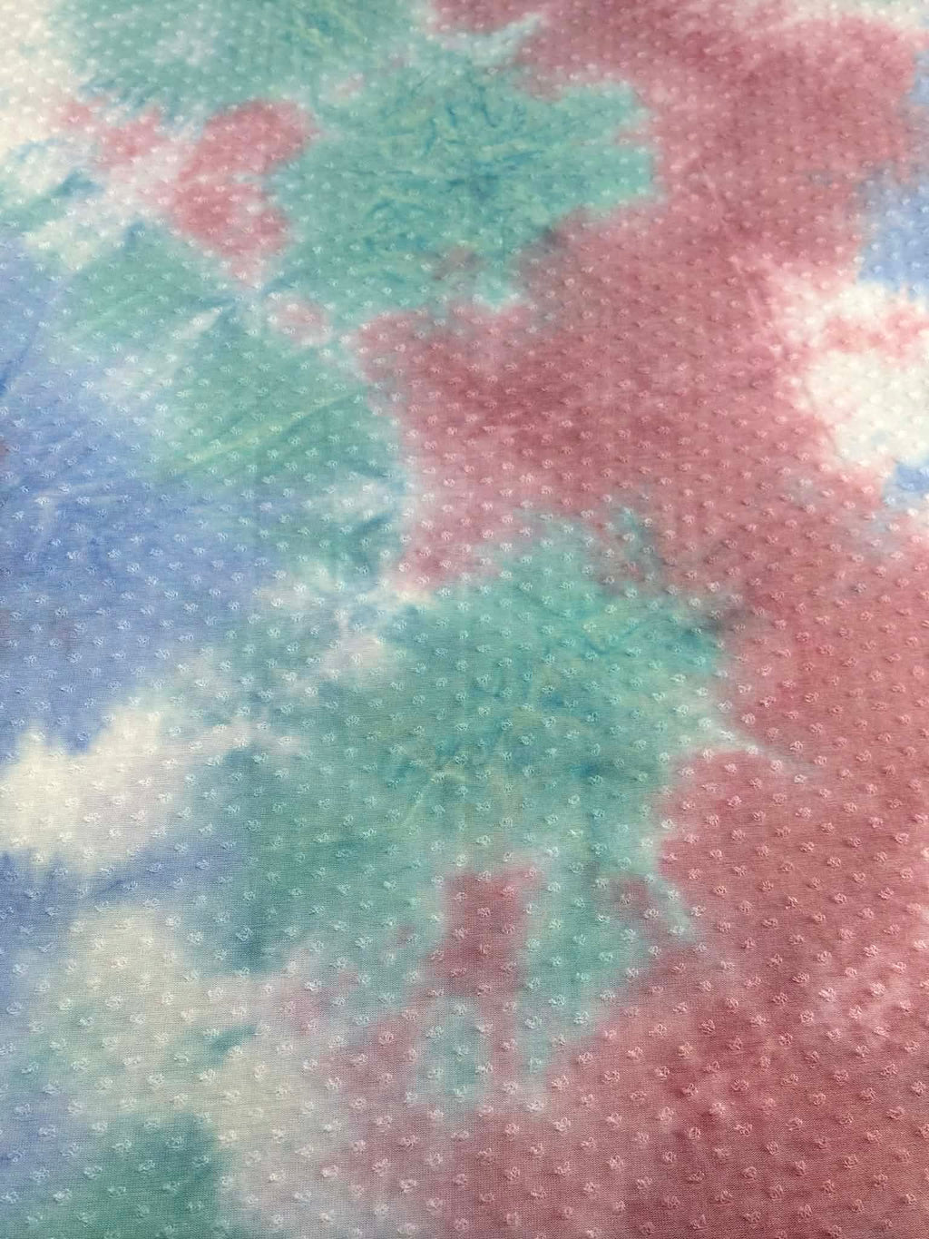 (SWISS DOT) BLUE, PINK AND AQUA TIE DYE