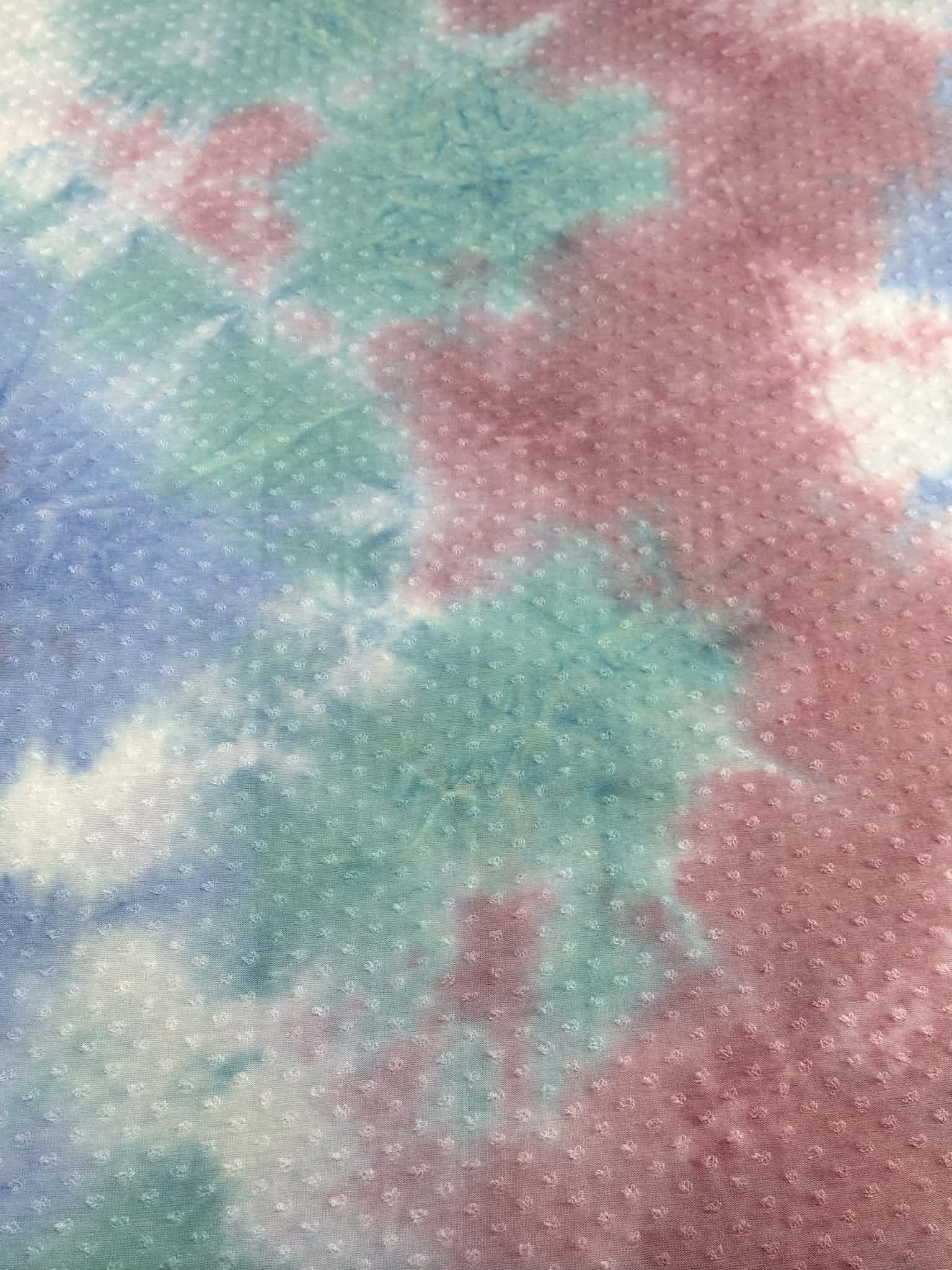 (SWISS DOT) BLUE, PINK AND AQUA TIE DYE