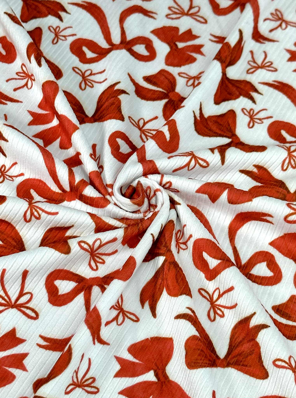 (4X2 RIB) RED BOWS ON OFF WHITE