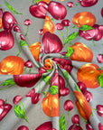 (COTTON SPANDEX) APPLES ON TAN